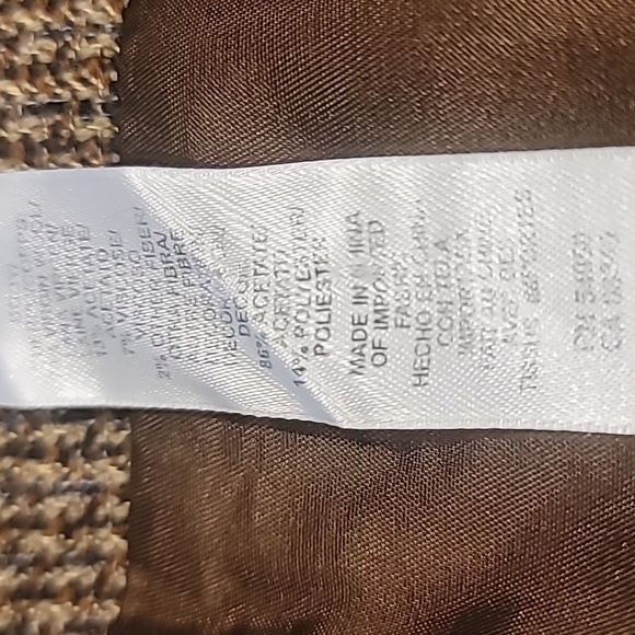 Jones New York Virgin Wool Blend Tweed Open Front Blazer Brown 14 - Picture 12 of 12